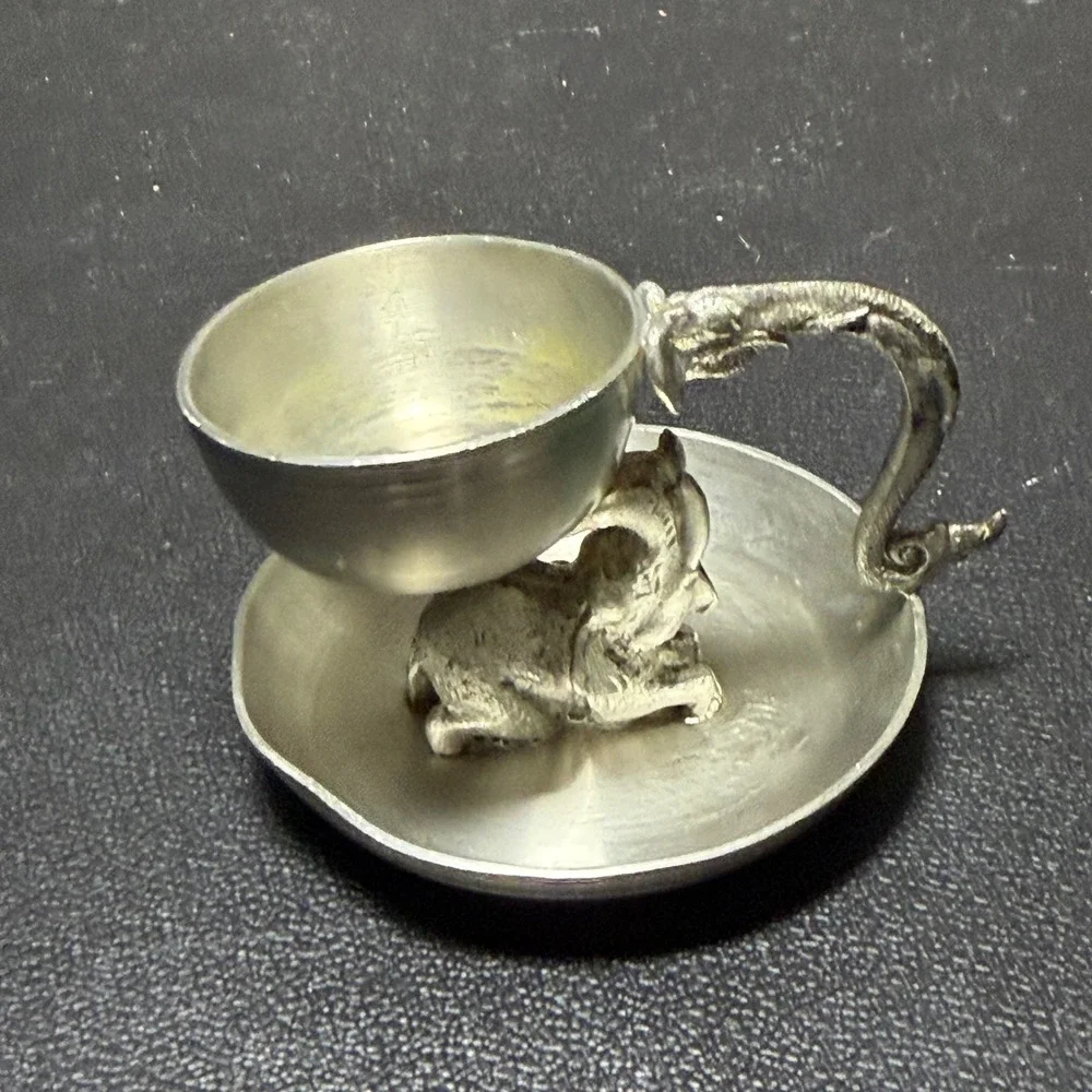 Bangkok Pewter Elephant Candle Holders Set of 2 Silver Vintage Thai Decor